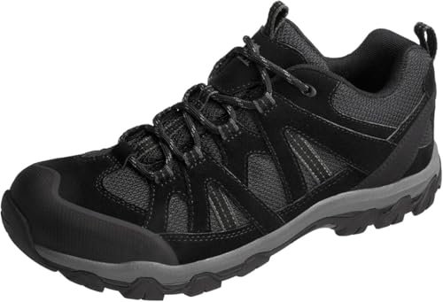 Wanderschuhe Herren Outdoor rutschfest Atmungsaktiv Trekkingschuhe Komfortabel Männer Hikingschuhe für Camping Wandern, Schwarz, 46 EU