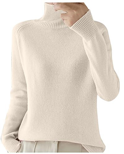 Damenpullover, Rollkragen, Oversize, Strick, Langarm, Stehkragen, Unterziehpullover, Basic, Wollpullover, Vintage, klassisch, Slim Fit, leicht, Soft Pullover, Damen, Winter