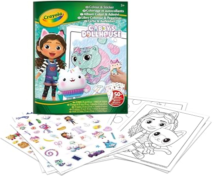 CRAYOLA - Ausmalbuch mit Stickern, 32 Seiten und 4 Stickerbögen zum Thema Gabby's Dollhouse, 04-7025G