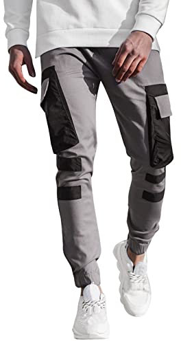Lightning Deals of Today Prime Clearance Herren Regular Slim Chinohose Mode Herren Hosen Stitching Freizeithose Multi-Pocket-Leg-Herrenhose