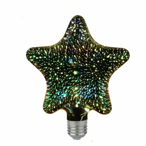 E27 3D-LED-Licht, Feuerwerkslampe, dekoratives Licht 220 V, Urlaubslicht A60 ST64 G80 G95 G125, Weihnachtsdekorationsnachtlicht (Farbe: Star, Größe: 220 V)