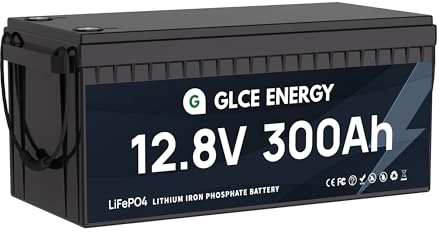 GLCE ENERGY 12V 300Ah LiFePO4 Batterie, 3840Wh Lithiumbatterie mit Grade A Zellen und 200A BMS, 4000~15000 Zyklen, Support Series/Parallel, Perfekt für Solar, Wohnmobile, Household Application