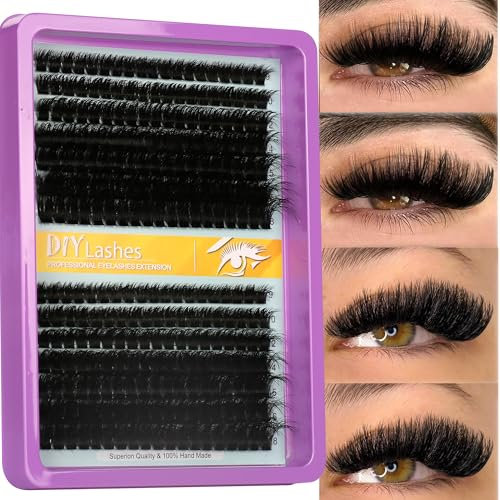 Lot de 280 extensions de cils individuels 100D, courbure C, duveteux et soyeux, pour maquillage à la maison, 9 à 18 mm, mélange