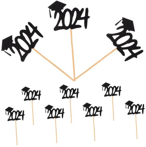 PHENOFICE 20stücke Graduation Cupcake Toppers Dekorative Abschlussfeier Cake Picks Mit Schwarzem Bachelor Hut Für Torten Und Desserts Zur Graduierungsparty