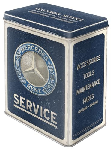 Nostalgic-Art Retro Vorratsdose L, 3 l, Mercedes-Benz – Service Emblem Blue – Geschenk-Idee für Mercedes-Benz Fans, Original Lizenzprodukt (OLP), Große Kaffee-Dose aus Blech, Vintage Design