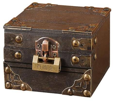 Vintage Schatzkiste - Retro-Schatzkiste, Schmucktruhe, Mit Schloss, Schmuckschatulle Aus | Kleine Schmuck-Andenkenbox Für Schreibtisch-Organizer, Kindergeschenk, Heimdekoration