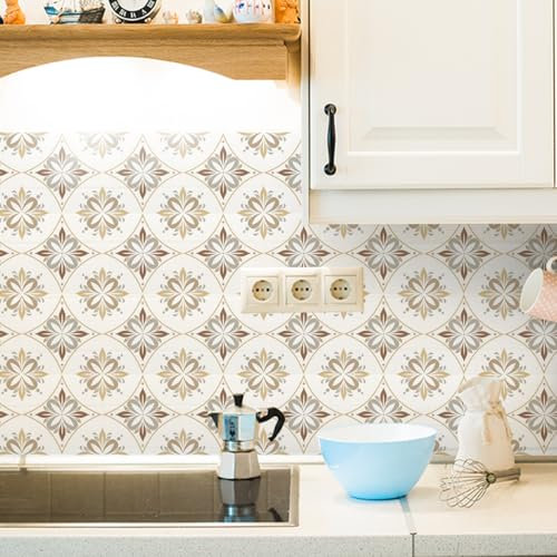 Fliesenaufkleber Beige Farbe Pvc Klebefliesen Küche,Wasserfest Fliesenaufkleber Bad,Diy Selbstklebende Fliesen Für Bad & Küche,Fliesensticker Für Küchenrückwand 20 Stück(15x15cm)