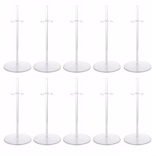 PMELCXD Soporte para Muñecas Peanas para Figuras – Ideal para muñecas de Modas, Bratz, Monster High - Set de 10 Marcos de Muñecas Transparentes con 10 Pinzas de Pico de Pato