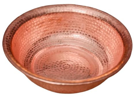 Hand-Hammered Copper Basin,Round Hammered Metal Bowl,Gold Finish,Portable Pedicure Foot Soak Copper Bowls 40cm,Gold
