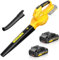 Leaf Blower, 20V Cordless Leaf Blowers with 2 Pcs Li-ion Battery, Electric Leaf Blower for Lawn Care, 218CFM Battery Powered Blowers, for Patio, Garden Cleaning, Fast Charger Included