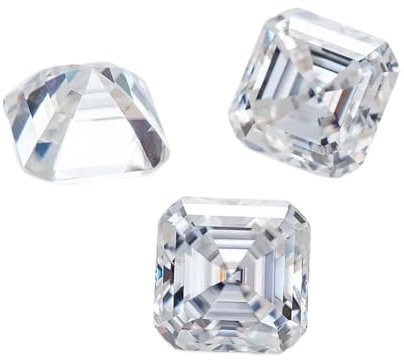 Moissanite Loose Stone Asscher Cut VVS1 Clarity Lab Grown Diamond Gemstones for Jewelry Making,Engagement Ring Pendant Necklace Earrings with GRA Certificate Anniversary Gifts (6.5mm(1.5ct),White)