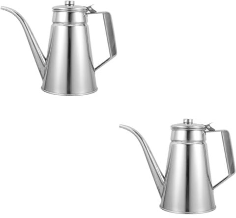 Alipis 2pièces Conteneur à Huile Acier Inoxydable Distributeur De Sauce Soja Pot De Cuisine Avec Bec Verseur Récipient Anti-déversement Pour Huile De Cuisine Et Assaisonnement