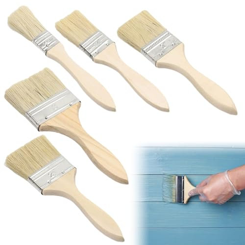 Pinceaux à Peinture Plats, Pinceau Peinture, 5 Pièces Pinceau Peinture Mur, pour Peinture à l'huile, Teinture, Vernis, pour Les Grandes Surfaces Couverture(25/38/50/62/75 mm)