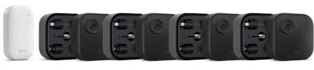 Nouvelle caméra Blink (Outdoor 4) avec module d'extension de piles : caméra de surveillance connectée HD sans fil, 4 ans d'autonomie, détection avancée, fonctionne avec Alexa (système 4 caméras)