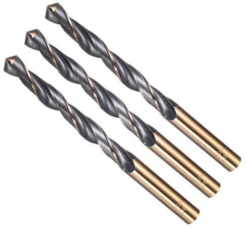 METALLIXITY Brocas (10mm) 3pcs, Acero de Alta Velocidad 4341 Vástago Recto 118° Acabado Negro y Dorado para Cobre Aluminio Madera Plástico Metal de Dureza Media
