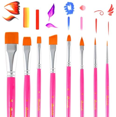 Bowitzki Pinsel-Set für Gesichtsbemalung, 8 Stück, Rosa