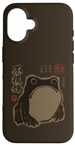 Grumpy Japanese Frog Funny Vintage Grunge Case for iPhone 16