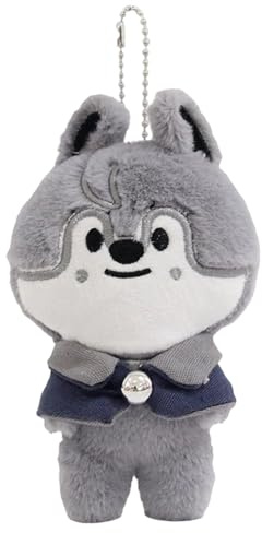 SUJEBKC Schlüsselanhänger,12cm Skzoo Keychain,Magnet Plüsch Lalla,SK Plüsch Schlüsselanhänger,Cartoon Rucksack,Telefon,Skzoo Plush,Skz Keychain(Wolf)