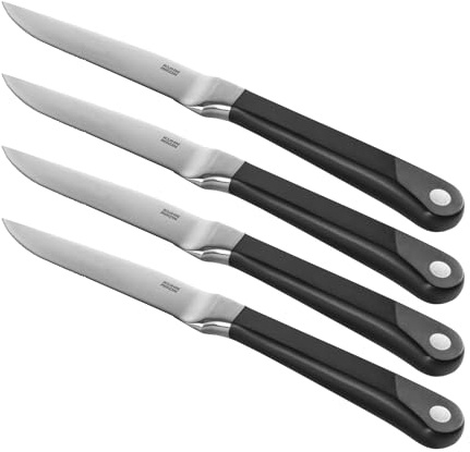 Kuhn Rikon Culinary Forged Steak Knife Set 4 pcs – Ultra-Sharp Forged Blades for Effortless Meat Cutting – Durable Full-Tang Design with Ergonomic Handles for Precision and Comfort