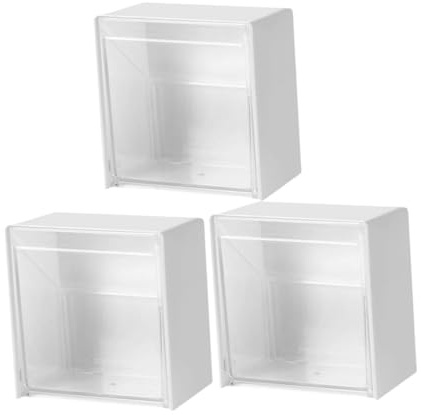 STOBAZA 3 Stück Wandmontierte Aufbewahrungsbox aus Robustem Material Staubdichter Kosmetik organizer für Wattestäbchen Wattepads und Lippenstifte Praktischer Badezimmer Wand Organizer