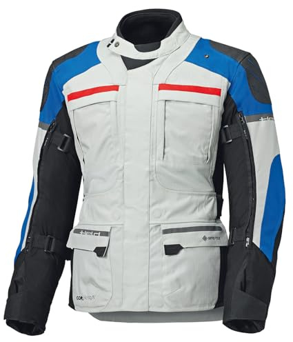 Held Carese 3 Top Motorrad-Jacke Herren Grau-Blau M | Touring Motorradjacke mit GORE-TEX – CE zertifiziert – D3O Level 2 Protektoren – wasserdicht & atmungsaktiv