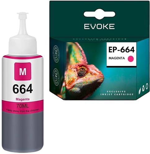 EVOKE t6643 Tinte Kompatibel für Epson Ecotank ITS L3050 L3060 L3070 L382 L210 L386 Rot (Magenta) 6400 Seiten 70 ml