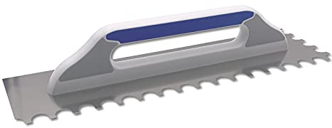 DEWEPRO® Frattazzo Svizzero Dentata - Spatola Lisciante - Frattazzo Per Intonaco - Acciaio Inossidabile 480x130mm - Dentato: Dentatura ad Arco 20x15mm - Manico Ergonomico di Alta Qualità a 3 Component