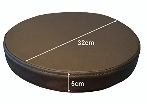 Quattro Meble Runde Dunkelbraun Echtleder Sitzkissen Lederkissen Sitzpolster fur Barstuhl Barhocker Sessel Stuhle Bank doppelt genähtes Echt Leder Kissen Sitzauflage Auflage (Durchmesser 32 cm)