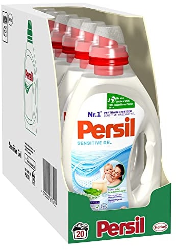 Persil Sensitive Gel 120 lavaggi, detersivo sensibile certificato ECARF per chi soffre di allergie e pelli sensibili, profumato di aloe vera e sapone naturale, 20°C - 95°C