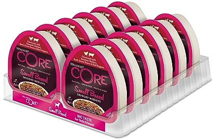 Wellness CORE Small Breed Savoury Medleys, Hundefutter nass für kleine Hunde, Huhn & Rind, 12 x 85 g, ohne Zuckerzusatz, getreidefrei, mit hohem Fleischanteil
