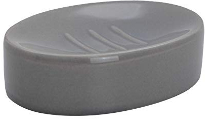 Harbour Housewares Soap Dish - Glazed Ceramic Bathroom Sink Holder Saver - Grey