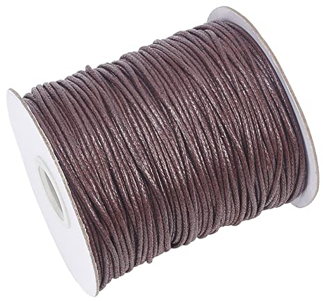 PH PandaHall 100yards/roll 1.5mm Waxed Cotton Cord Thread Beading String Spool for Jewellery Making, Saddle Brown