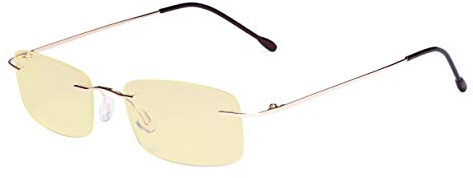 Eyekepper Computer-Lesebrille,Blaulichtblocker,-Flexible randlose Brille Damen und Herren,Gelb getönt,GOLD+1.75