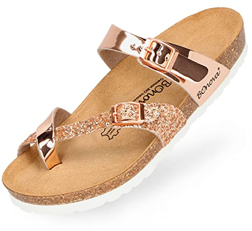 BOnova Portofino in Größe 41 rosegold - mirror. Sommersandale mit Kork-Fußbett Hergestellt in der EU