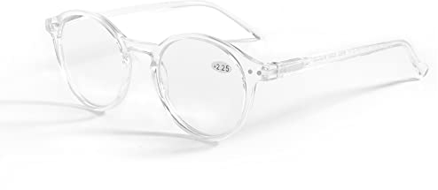 ZENOTTIC Blaue Licht Blockieren Lesebrille, Anti Schwindlig Glasses Damen und Herren Leicht Rundrahmen Retro Brillen (+0.00, Kristall)