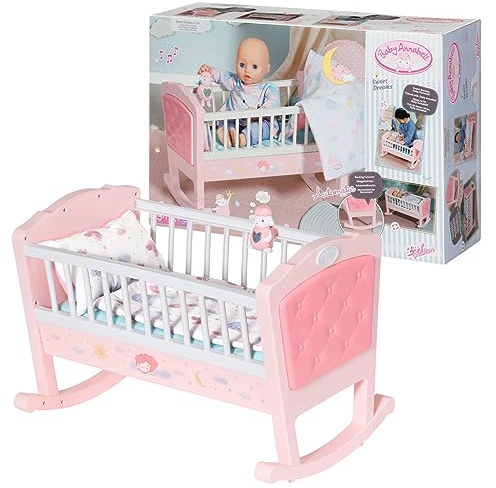 Baby Annabell, Puppenwiege, Sweet Dreams Wiege, Puppenbett mit automatischer Schakelfunktion und Melodie, Puppenzubehör für Puppen bis 43 cm Größe, 703236, Zapf Creation.