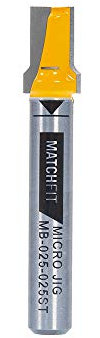 Microjig MatchFit MB-025-025ST Relief-Bit (1/4-Zoll-Schaft), gerader Nutfräser für Schwalbenschwanzschienen, 1/4-Zoll-Schaft, Gelb
