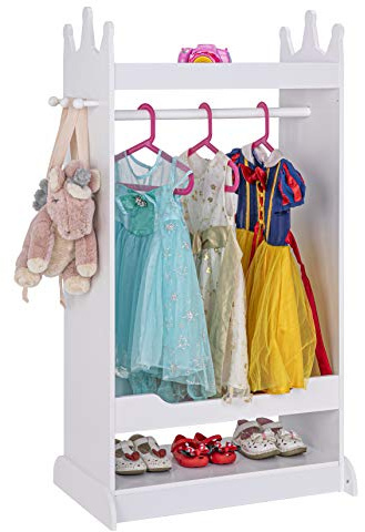 UTEX Kid’s See and Store Dress-up Center, Costume Closet for Kids, Open Hanging Armoire Closet, Pretend Storage, Costume Dresser(White)