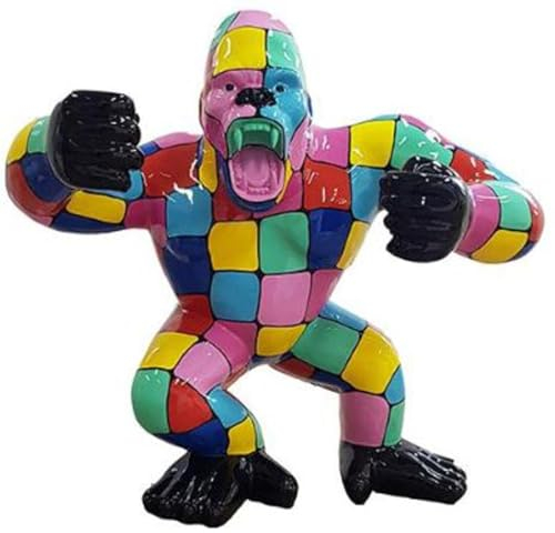 Casa Padrino Designer Deko Skulptur Gorilla AFFE Mehrfarbig/Schwarz 125 x 60 x H. 102 cm - Wetterbeständige Dekofigur