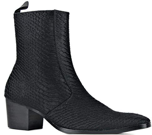 OSSTONE Stivaletto da Uomo Chukka crine di Cavallo Stivaletti firmati Scarpe Casual Tacco Chelsea Stivali Stampe di coccodrilli OS-JY021-A-IT