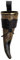Hornerey T05Gold Bord doré original Viking avec support de ceinture en cuir, véritable corne brute médiévale, corne à boire, méthorne, LARP, corne à boire, 500 ml, 1 pièce