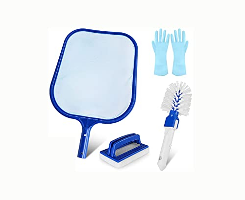Tiardey Skimmer per Piscine, Skimmer a Rete per la Pulizia delle Piscine, Utilizzato per Pulire Piscine, Laghetti da Giardino, Idromassaggio con Spazzola in Spugna, Spazzola per Pulizia, Guanti