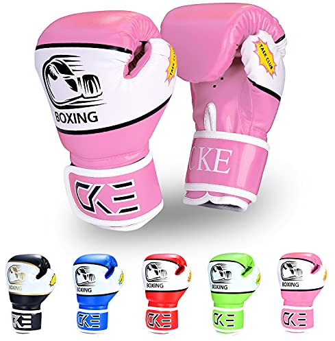 CKE Kinder Boxhandschuhe für Kinder 5-12 Jahre Jungen Mädchen,boxhandschuhe kinder Trainingshandschuhe Boxing Gloves für Kids Boxsack Kickboxing für Muay Thai Boxhandschuhe(Rosa)