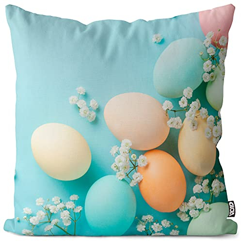 VOID Paselfarben Ostereier Deko Nest Kissenbezug 40x40 Kissenhülle Polyester Zierkissen Couchkissen Ostern Osterdeko Deko, Kissen Größe:40 x 40 cm