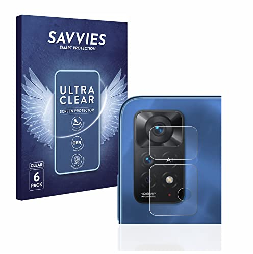 savvies Protector Pantalla para Xiaomi Redmi Note 11 Pro 5G (SÓLO Cámara) (6 Unidades) Película Ultra Transparente