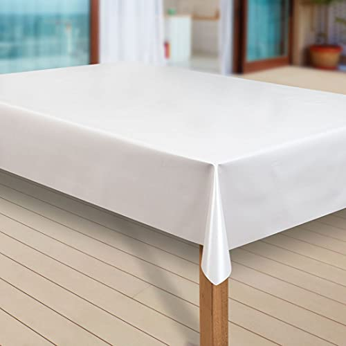 laro Wachstuch-Tischdecke Abwaschbar Garten-Tischdecke Wachstischdecke PVC Plastik-Tischdecken Eckig Meterware Wasserabweisend Abwischbar, Muster:Uni weiß, Größe:100x260