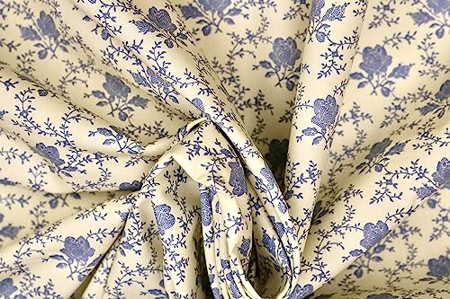 Pyrhan 100% Cotton Poplin By Rose & Hubble | Artistic Rose Floral Printed Cotton Fabric By The Metre UK |114 Cm | Crafting & Dressmaking Fabric |Dress Fabric Material for Sewing Dressmaking (Ivory)