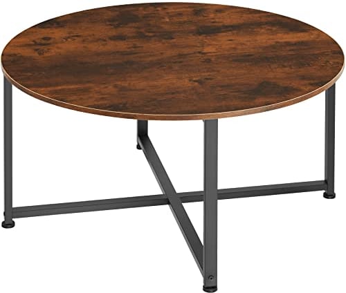 TecTake Table Basse Ronde de Style Industriel Table de Salon Table de canapé Table d’appoint Bois MDF – diverses Couleurs (Bois foncé Style Industriel)