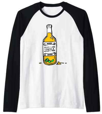Tequila-Flasche mit grünem Wurm Old School Grafik Raglan