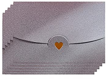 Mini Briefumschläg, 50 Stück Geschenkkarte Umschlag, Mini Umschläge Silber, mit Herz Verschluss, für Diy GeschenkKarten Weihnachten Valentinstag Geburtstagsfeier Geschenk Card(Silber)